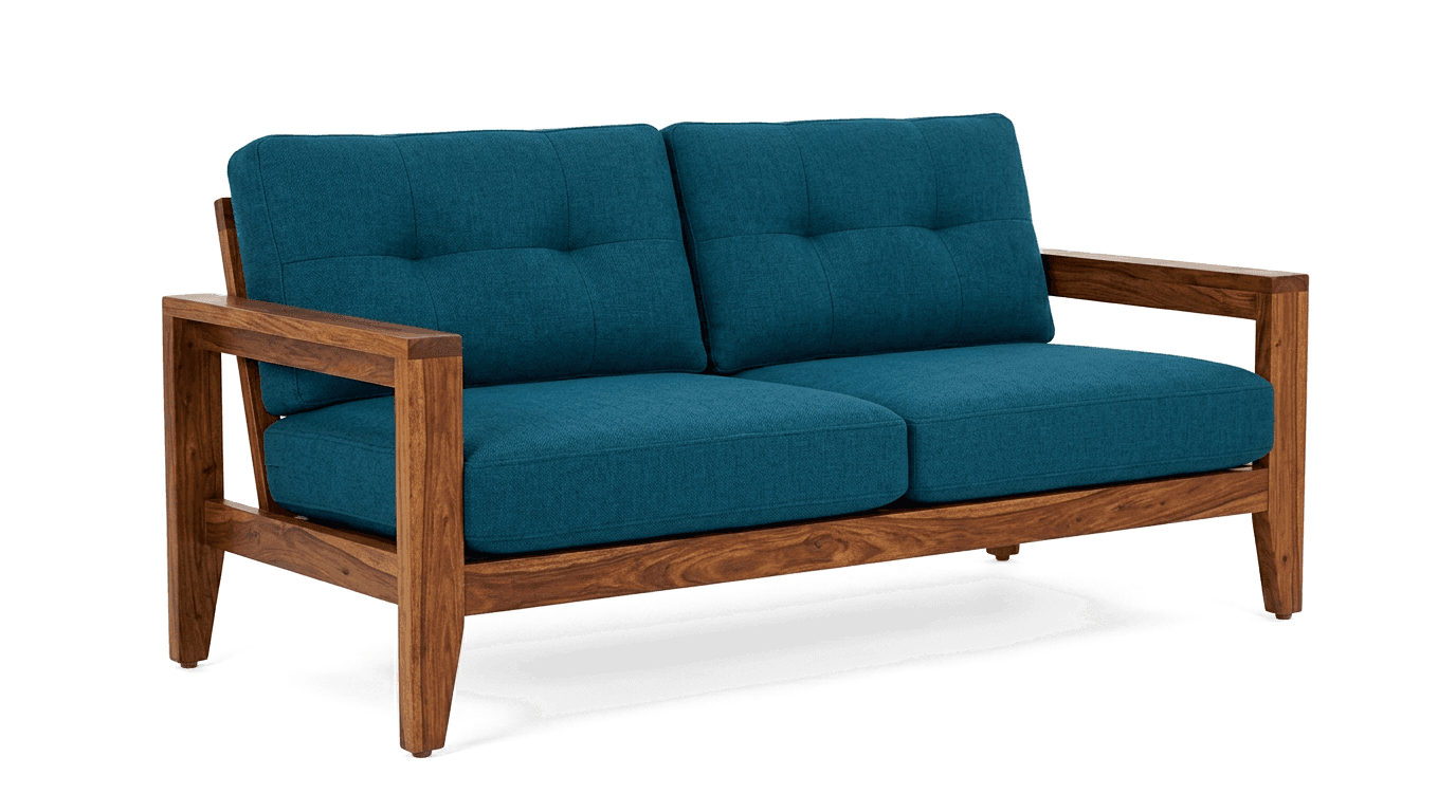 Solid Sheesham Teal 2-Seater Sofa